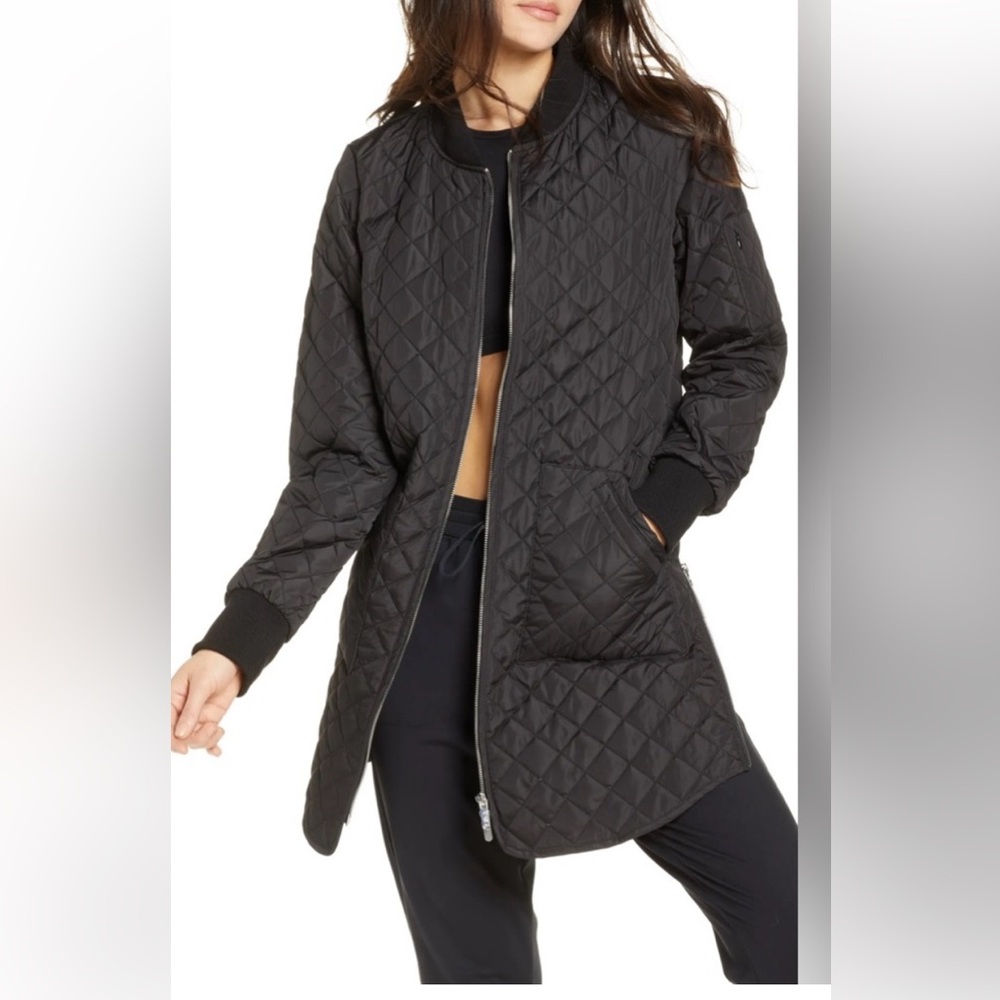 NWT Zella Longline Quilted Bomber Jacket